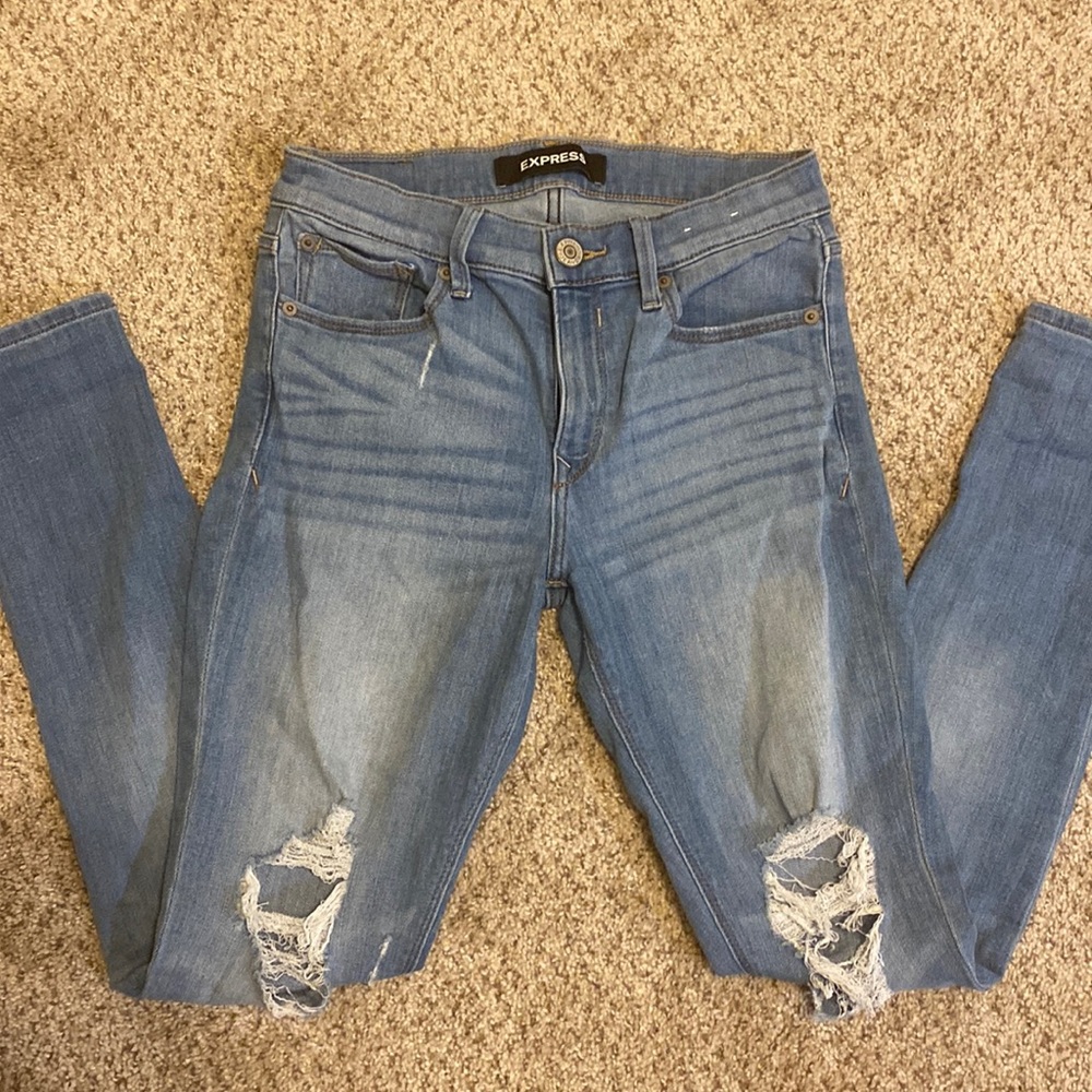 Express Ripped Skinny Jegging Jeans Mid Rise sz 4R